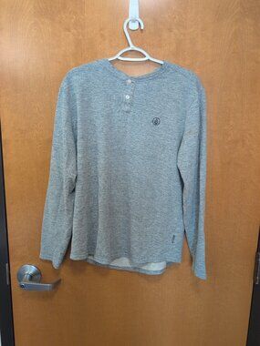 Volcom Solid Knit Heather Gray S Long Sleeve Henley Pullover Shirt Men's